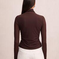 Halston Roll Neck Long Sleeve Top Chocolate Freckle