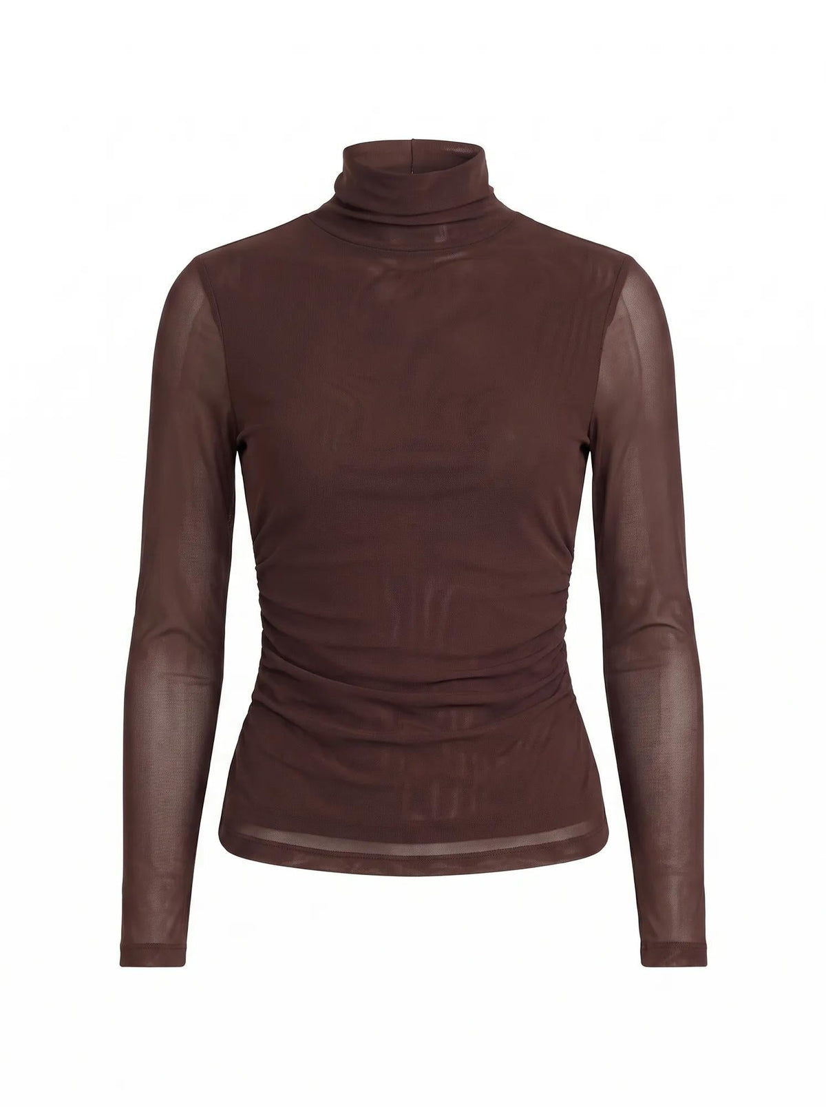 Halston Roll Neck Long Sleeve Top Chocolate Freckle