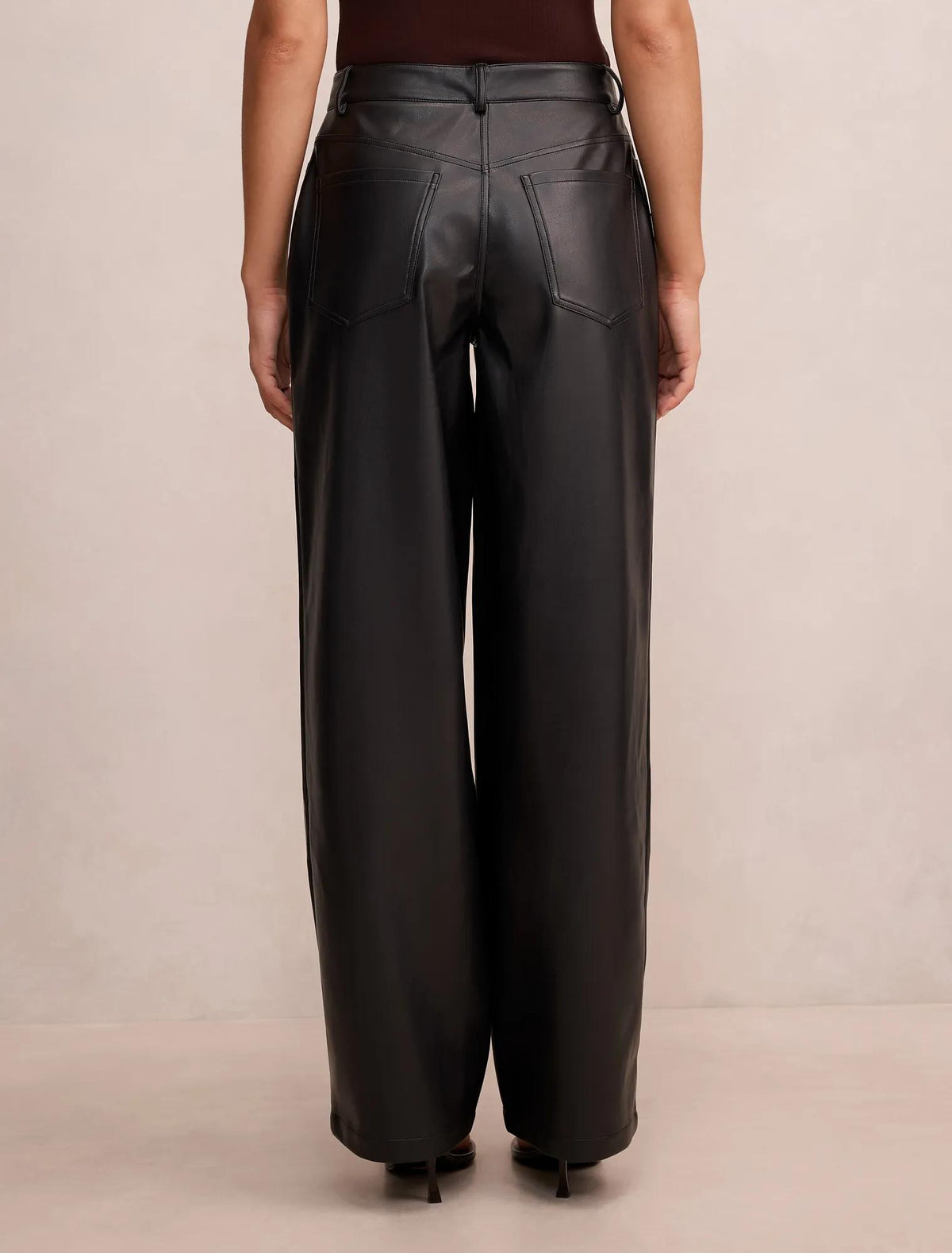 Cara Faux Leather Barrel Leg Pants Black