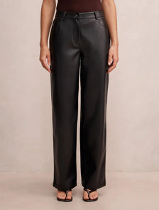 Cara Faux Leather Barrel Leg Pants Black