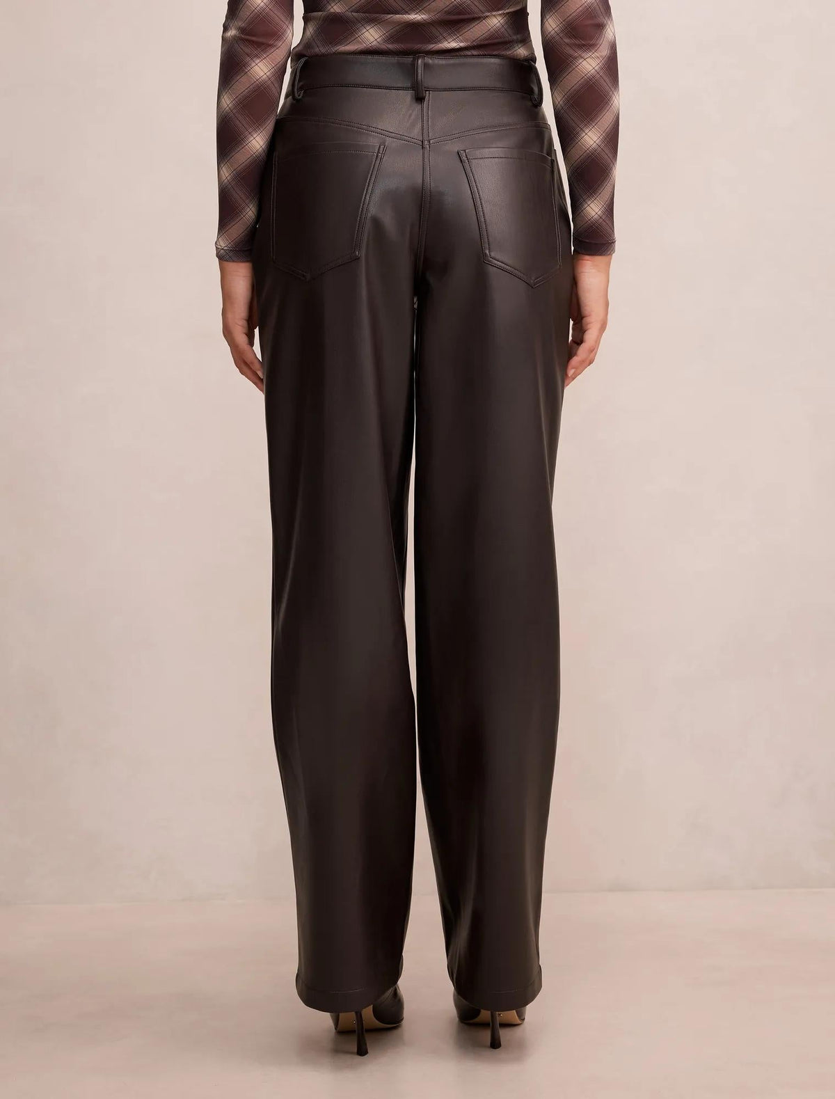 Cara Faux Leather Barrel Leg Pants Chocolate