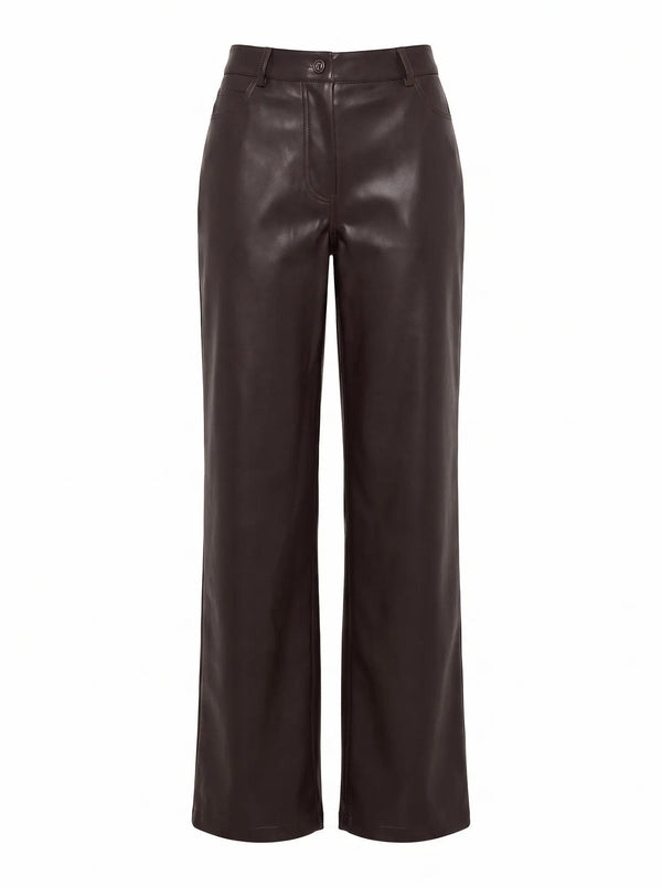 Cara Faux Leather Barrel Leg Pants Chocolate_mannequin
