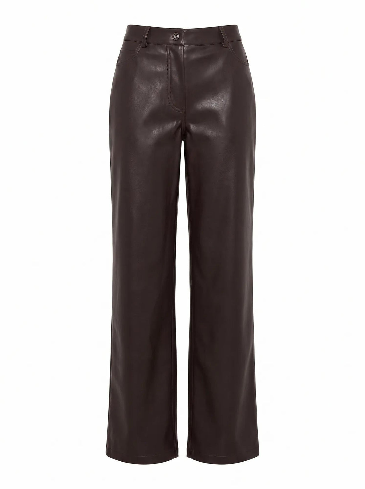 Cara Faux Leather Barrel Leg Pants Chocolate_mannequin