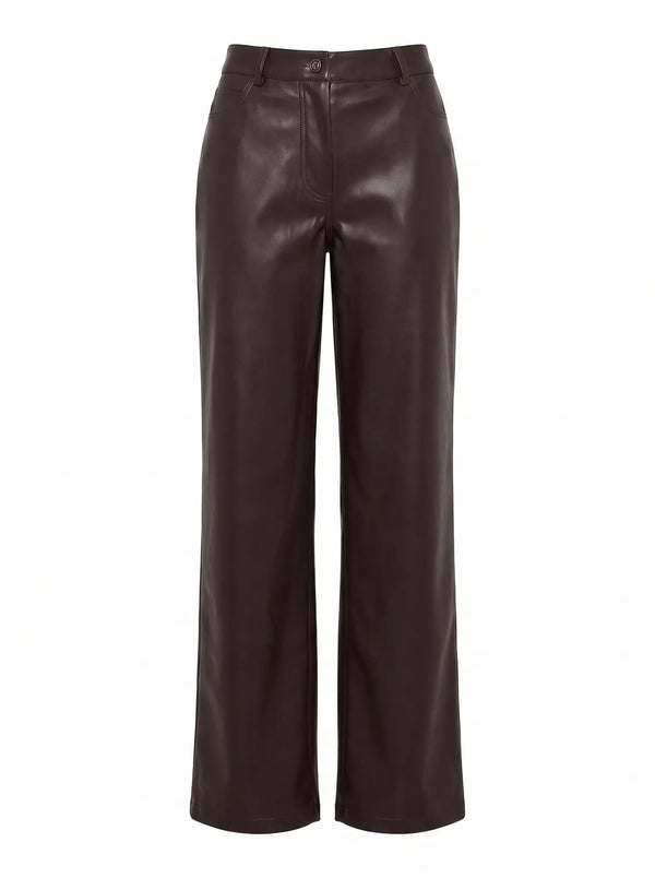 Cara Faux Leather Barrel Leg Pants Chocolate_mannequin