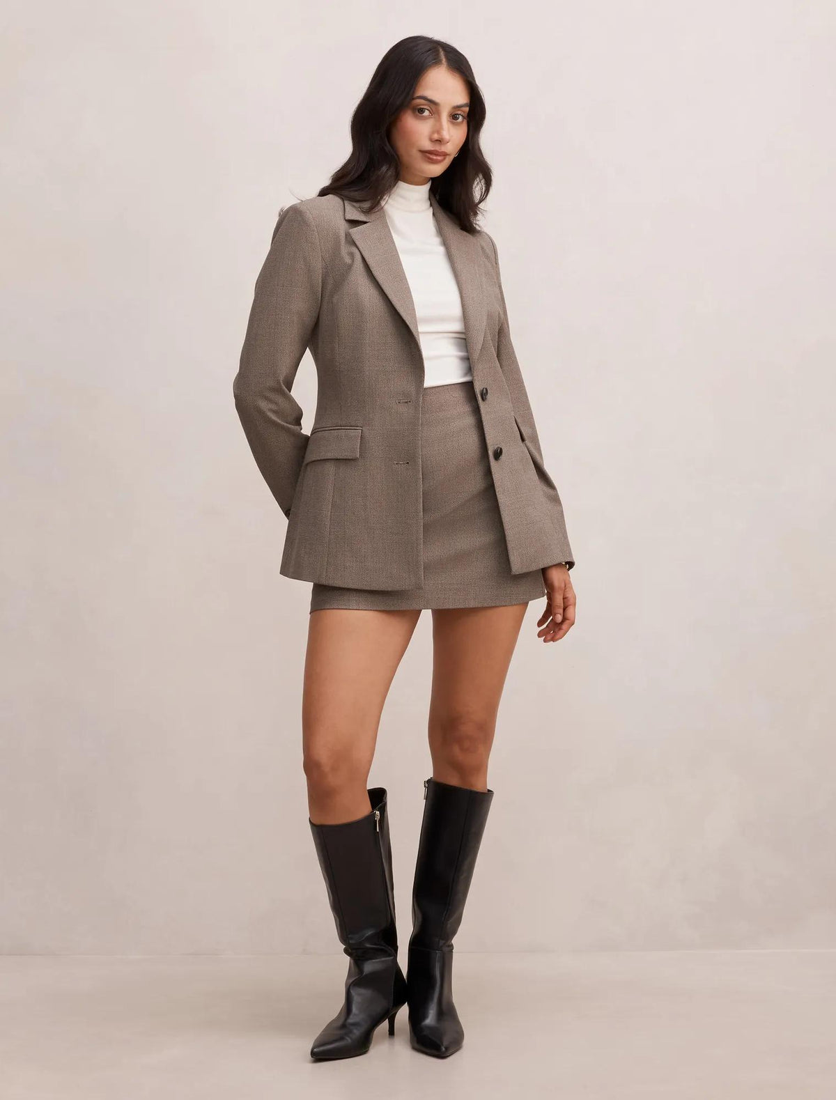 Clea Check Mini Skirt Check Suit