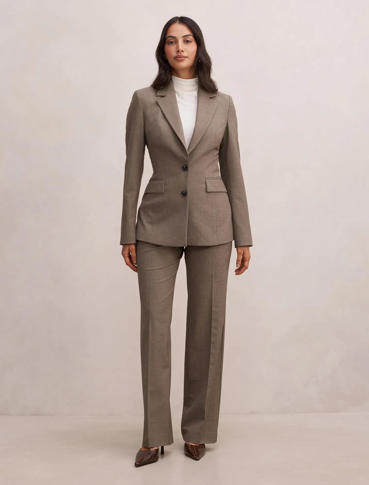 Clea Single Breasted Blazer Check Suit