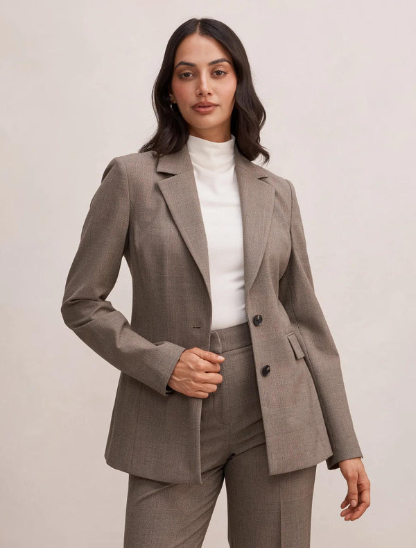 Clea Single Breasted Blazer Check Suit