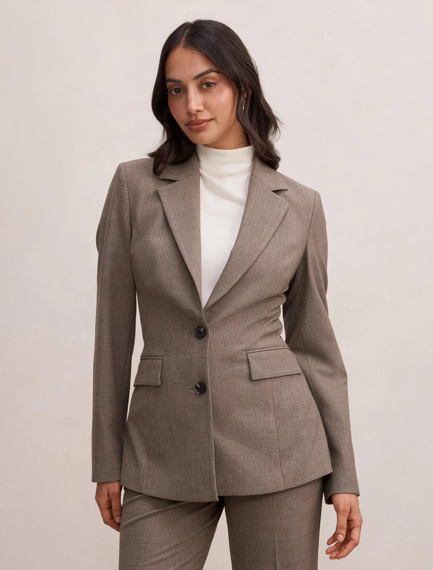 Clea Single Breasted Blazer Check Suit