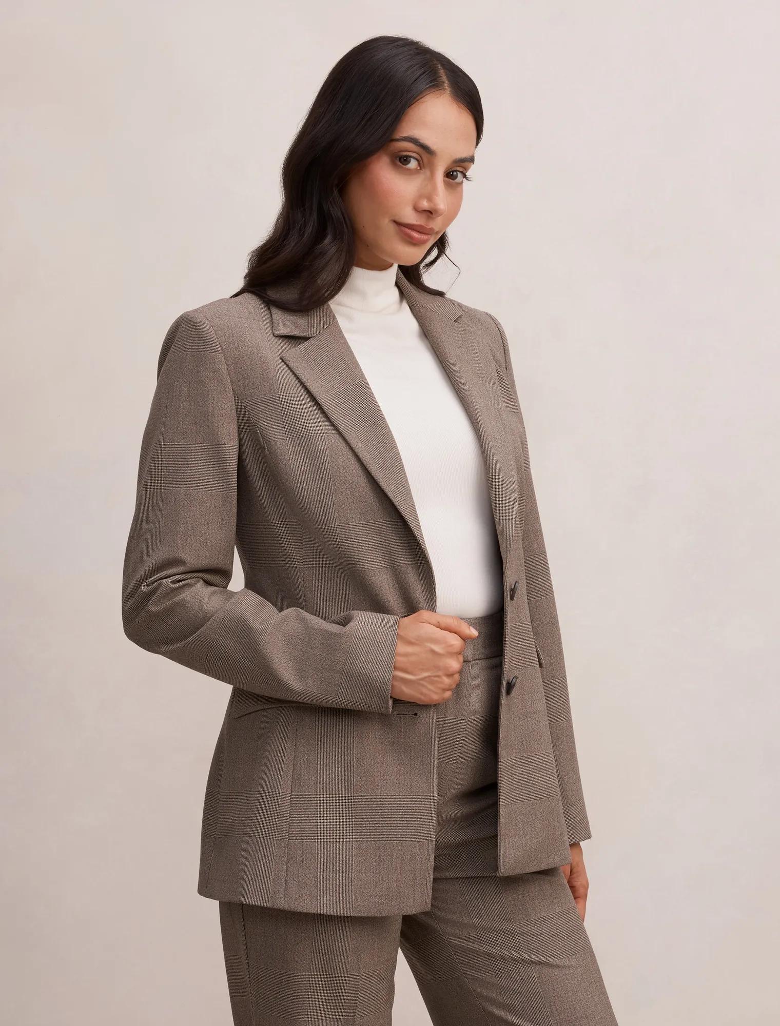 Clea Single Breasted Blazer Check Suit