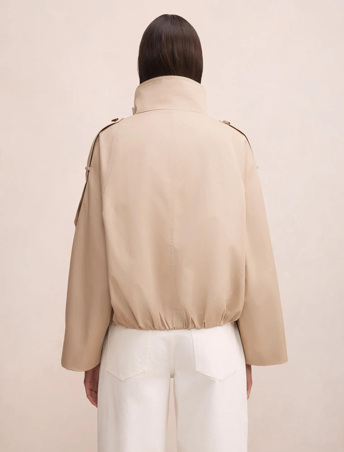 Billie Funnel Neck Short Trench Coat Sand