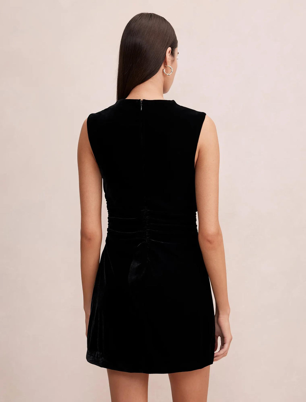 Iris High Neck Velvet Mini Dress Black