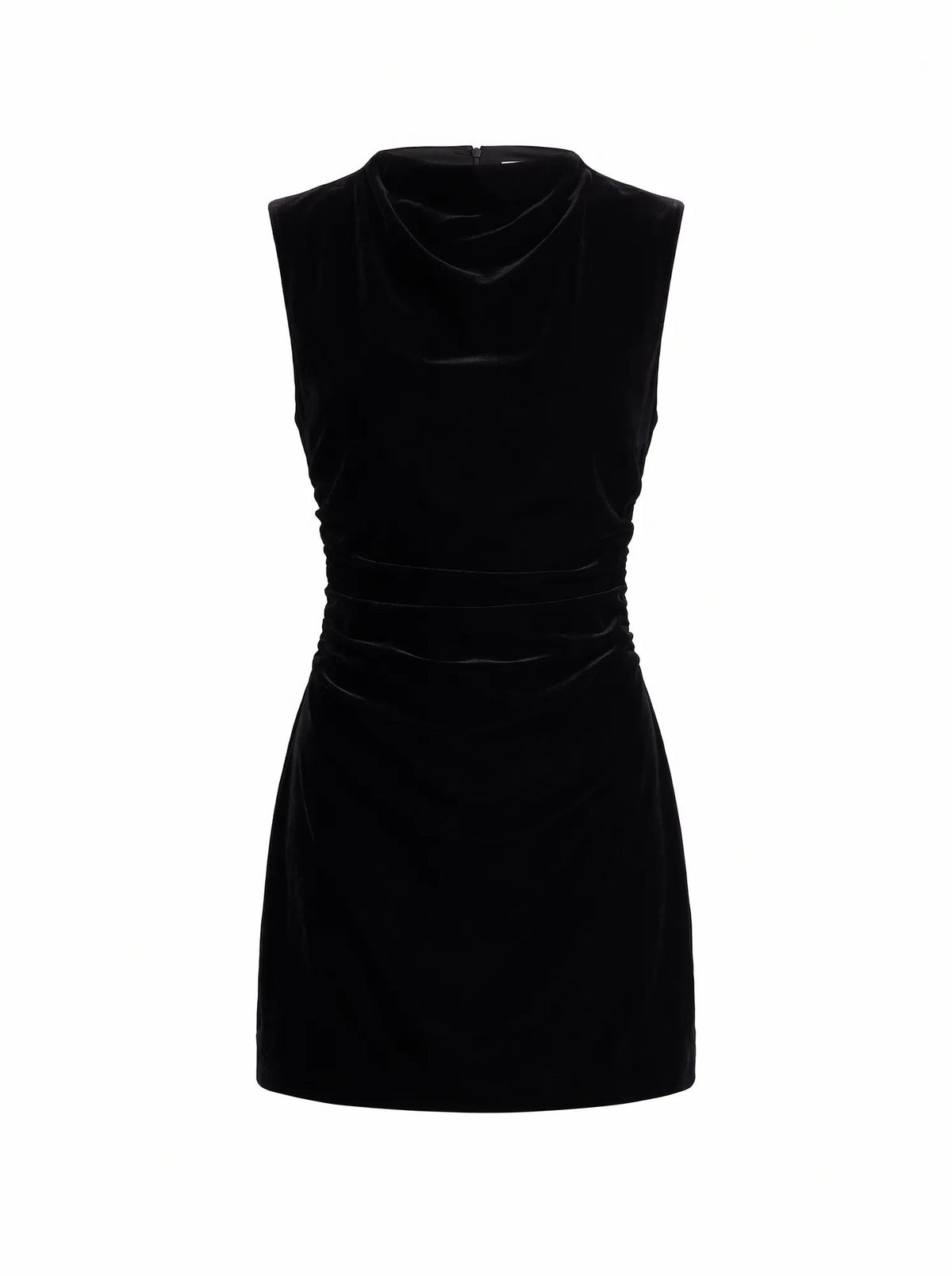 Iris High Neck Velvet Mini Dress Black_mannequin