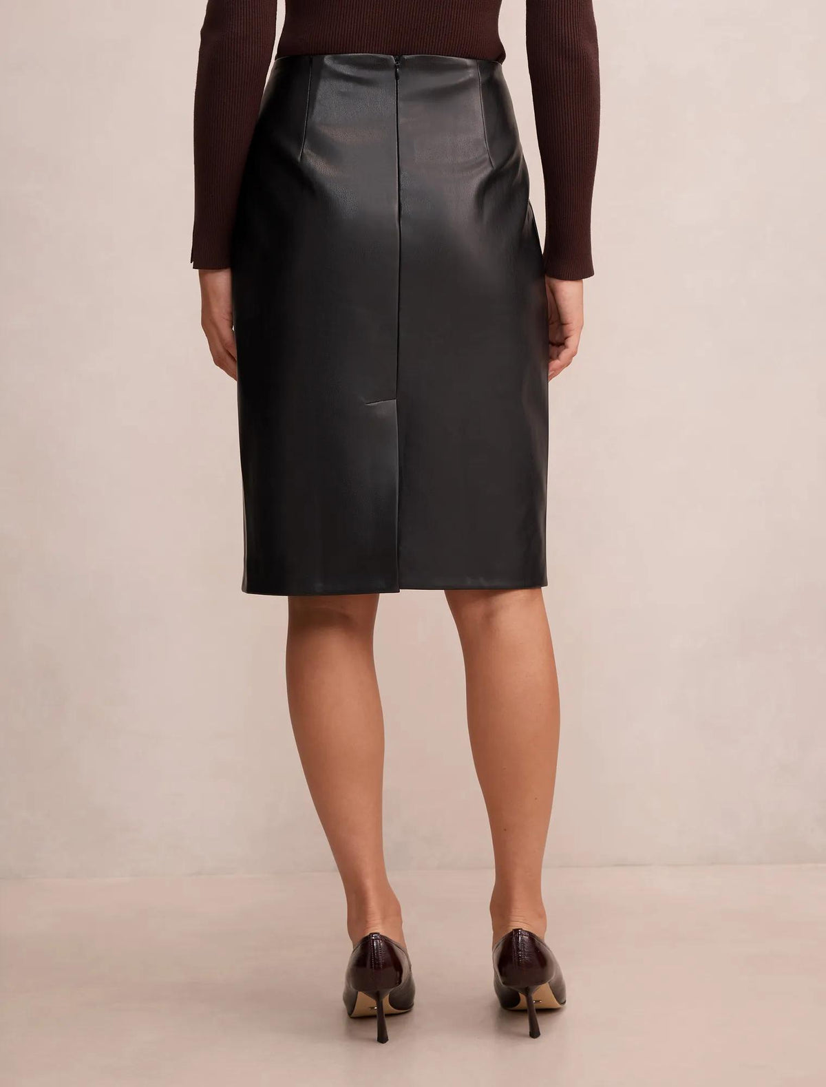 Gigi Faux Leather Pencil Skirt Black