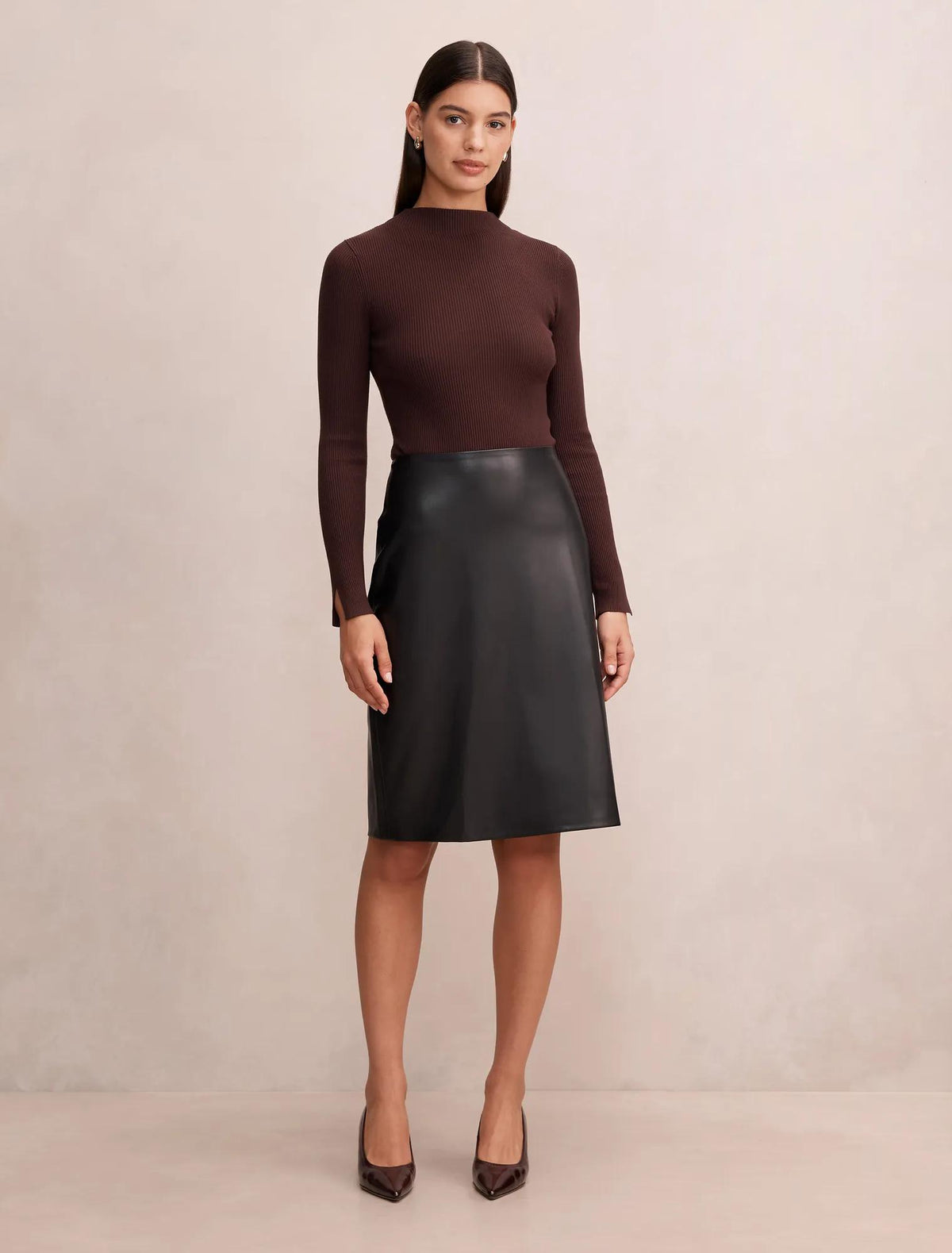 Gigi Faux Leather Pencil Skirt Black