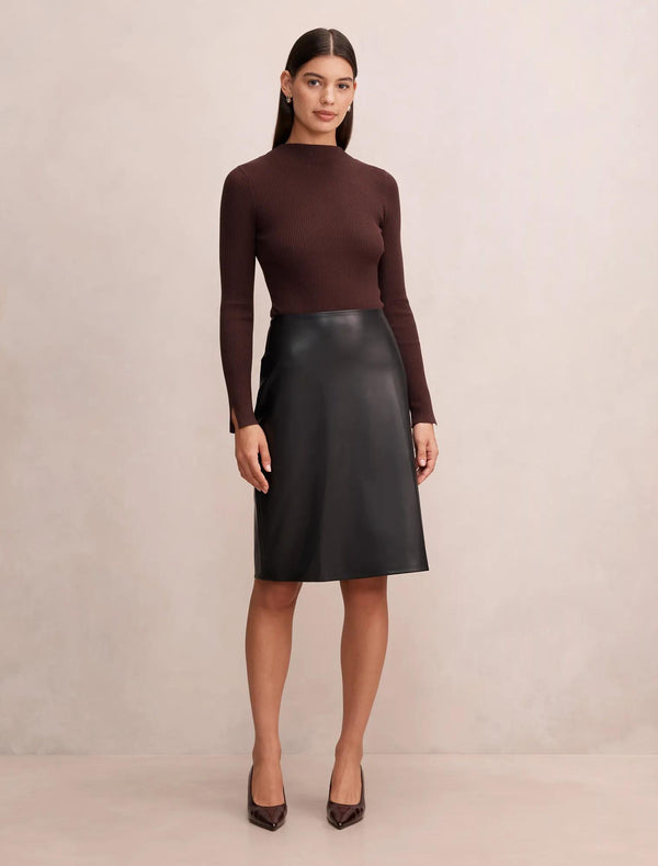 Gigi Faux Leather Pencil Skirt Black