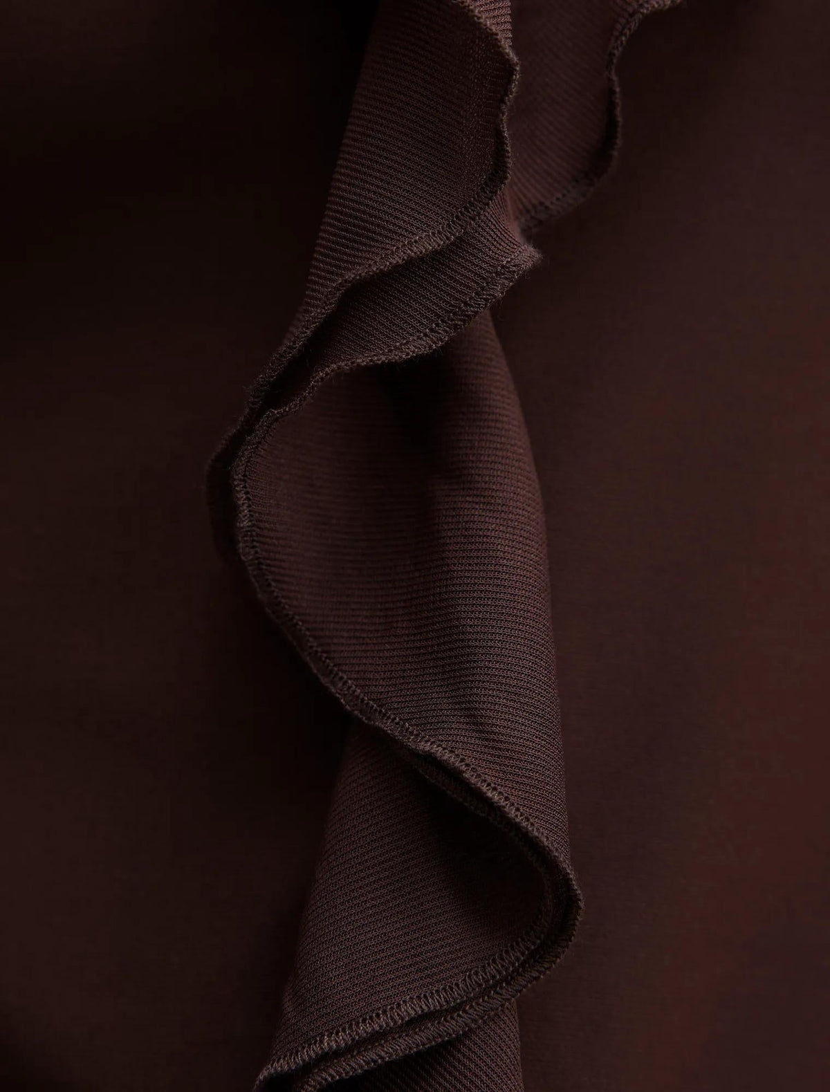 Orla Ruffle 3/4 Sleeve Top Chocolate