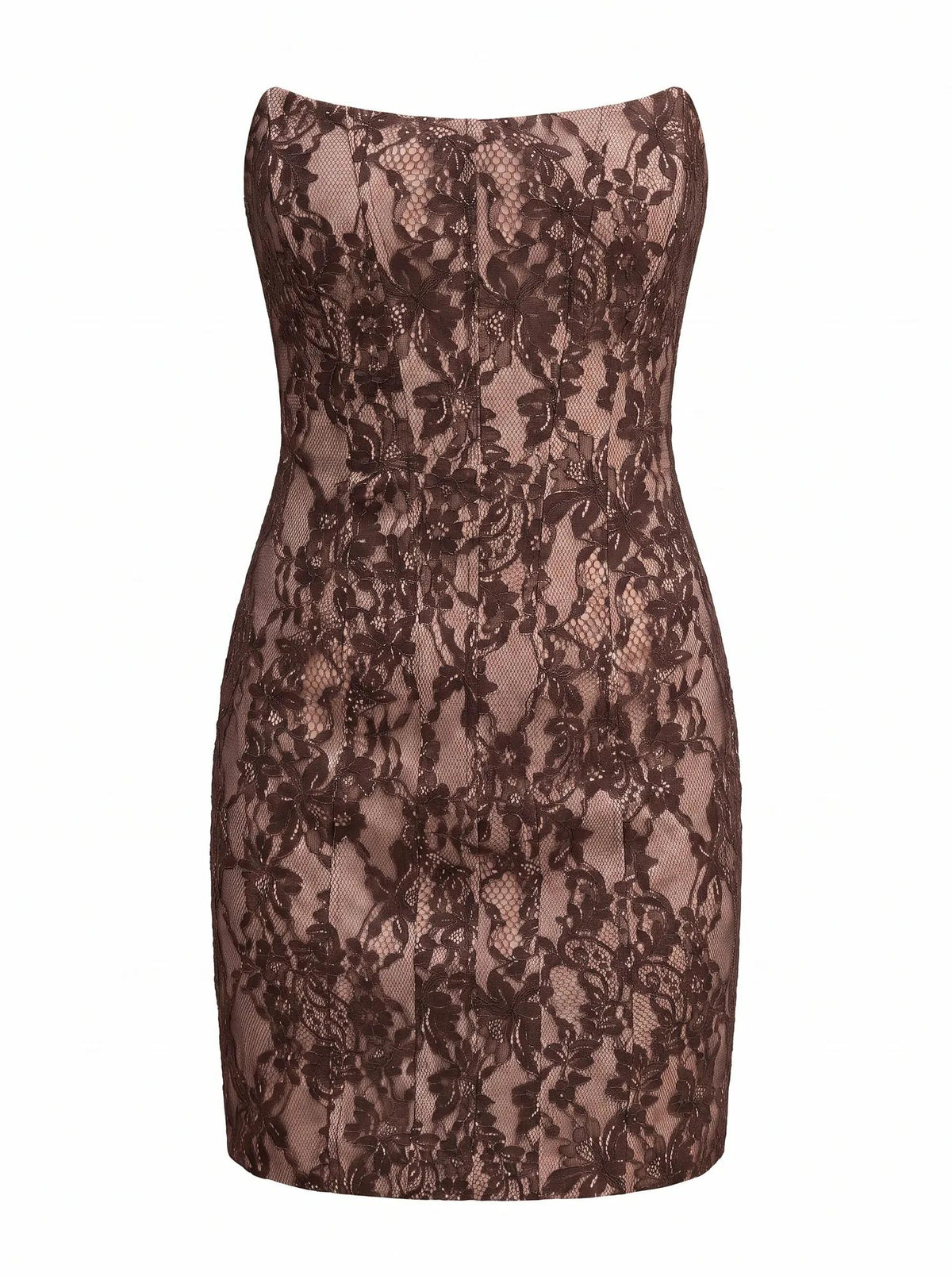 Reese Strapless Lace Corset Mini Dress Chocolate Freckle_mannequin