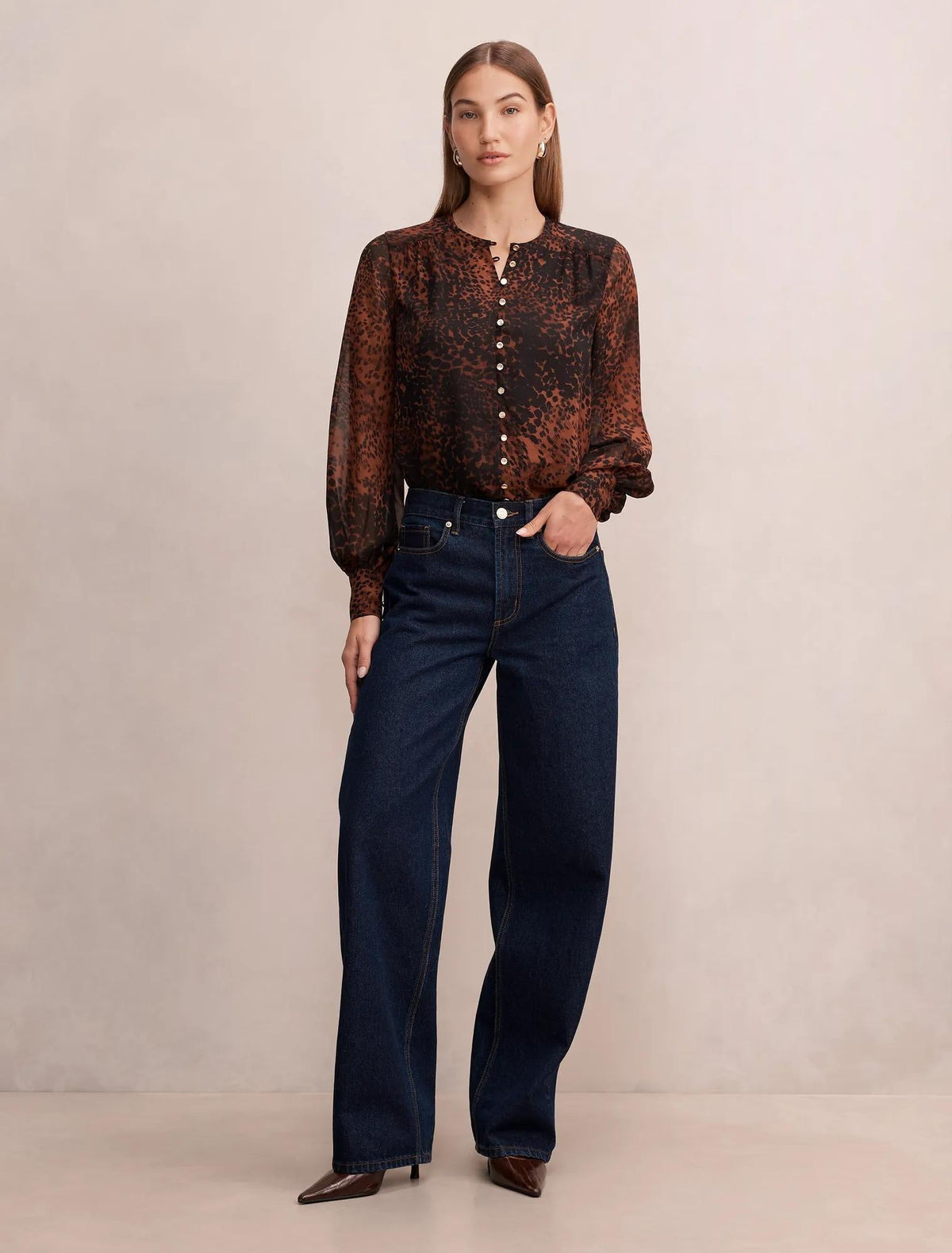 Rinna Printed Blouse Flecked Spot