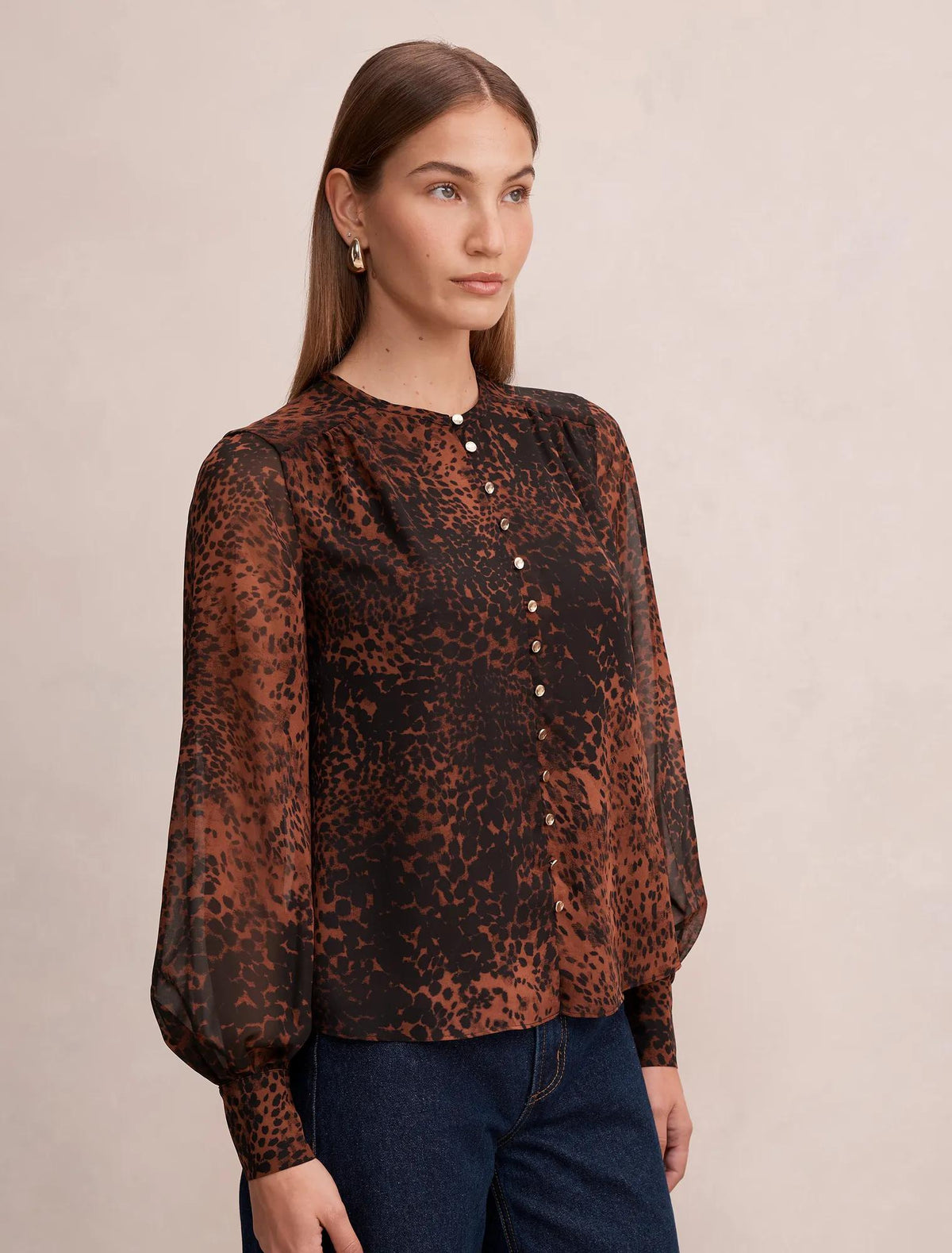 Rinna Printed Blouse Flecked Spot