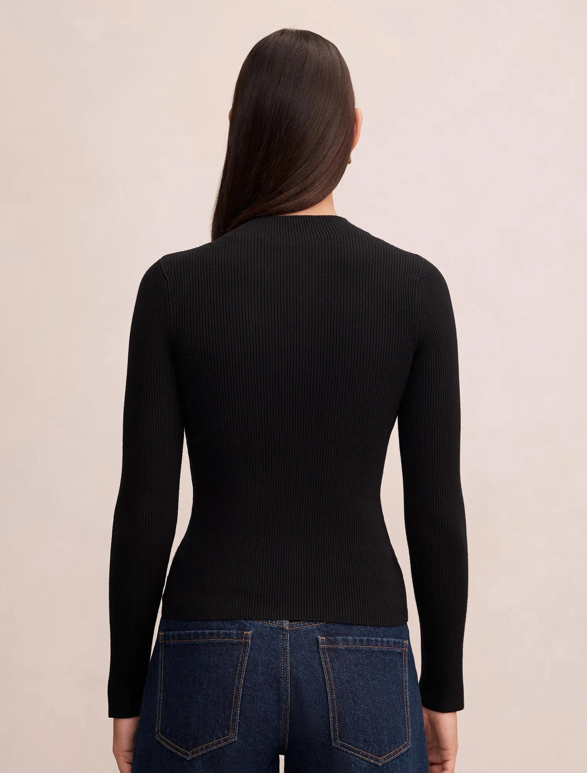 Sienna High Neck Knit Top Black
