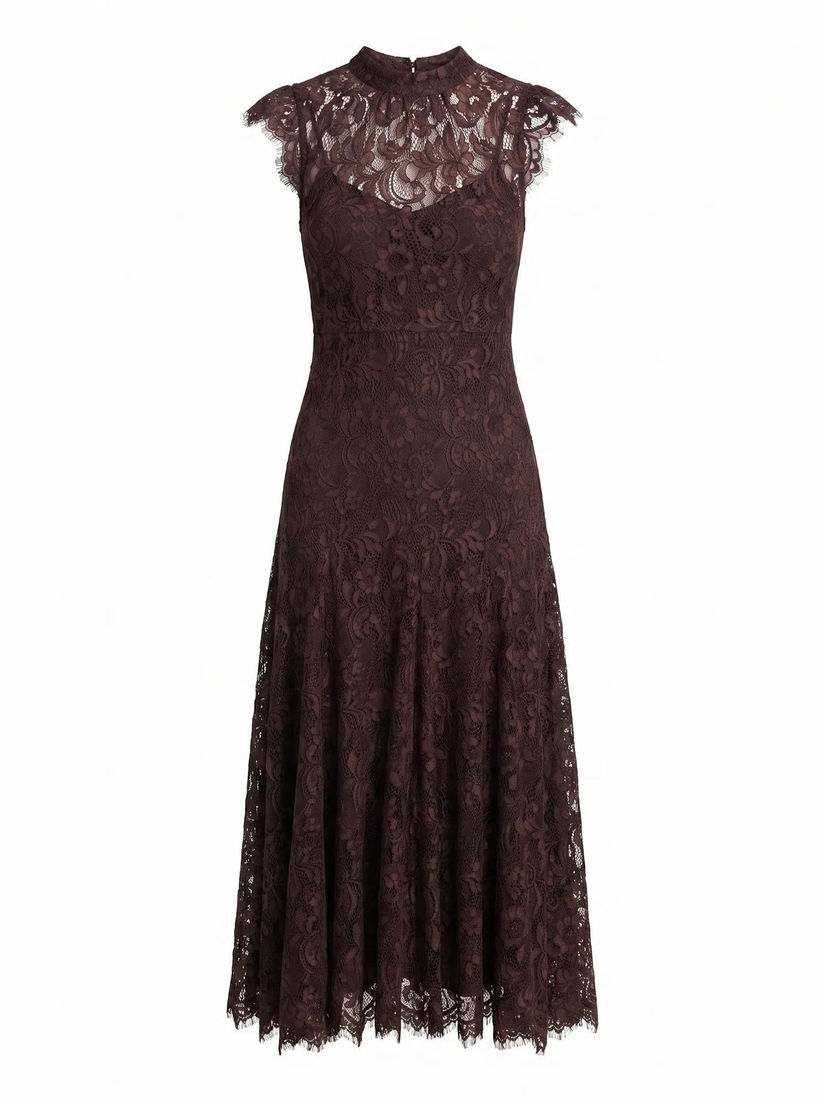 Arielle Lace Midi Dress Plum Brown_mannequin