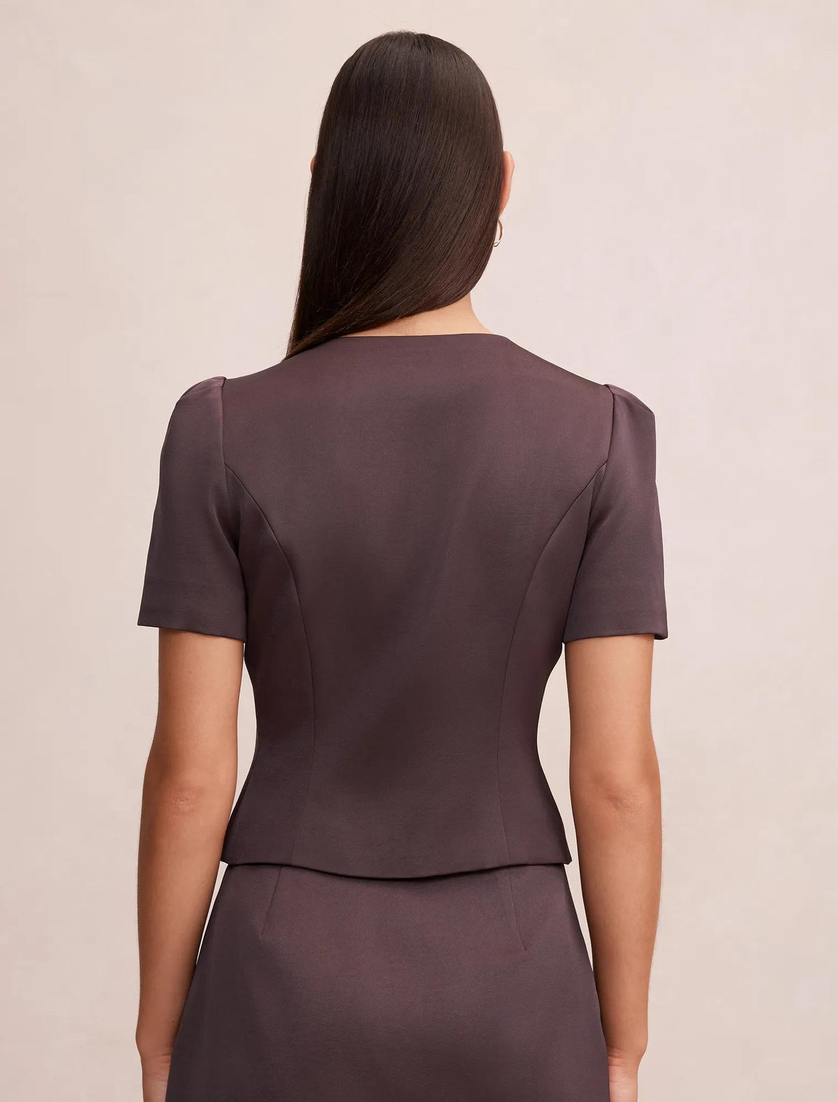 Tarni Structured Satin Blouse Plum Brown Co-ord