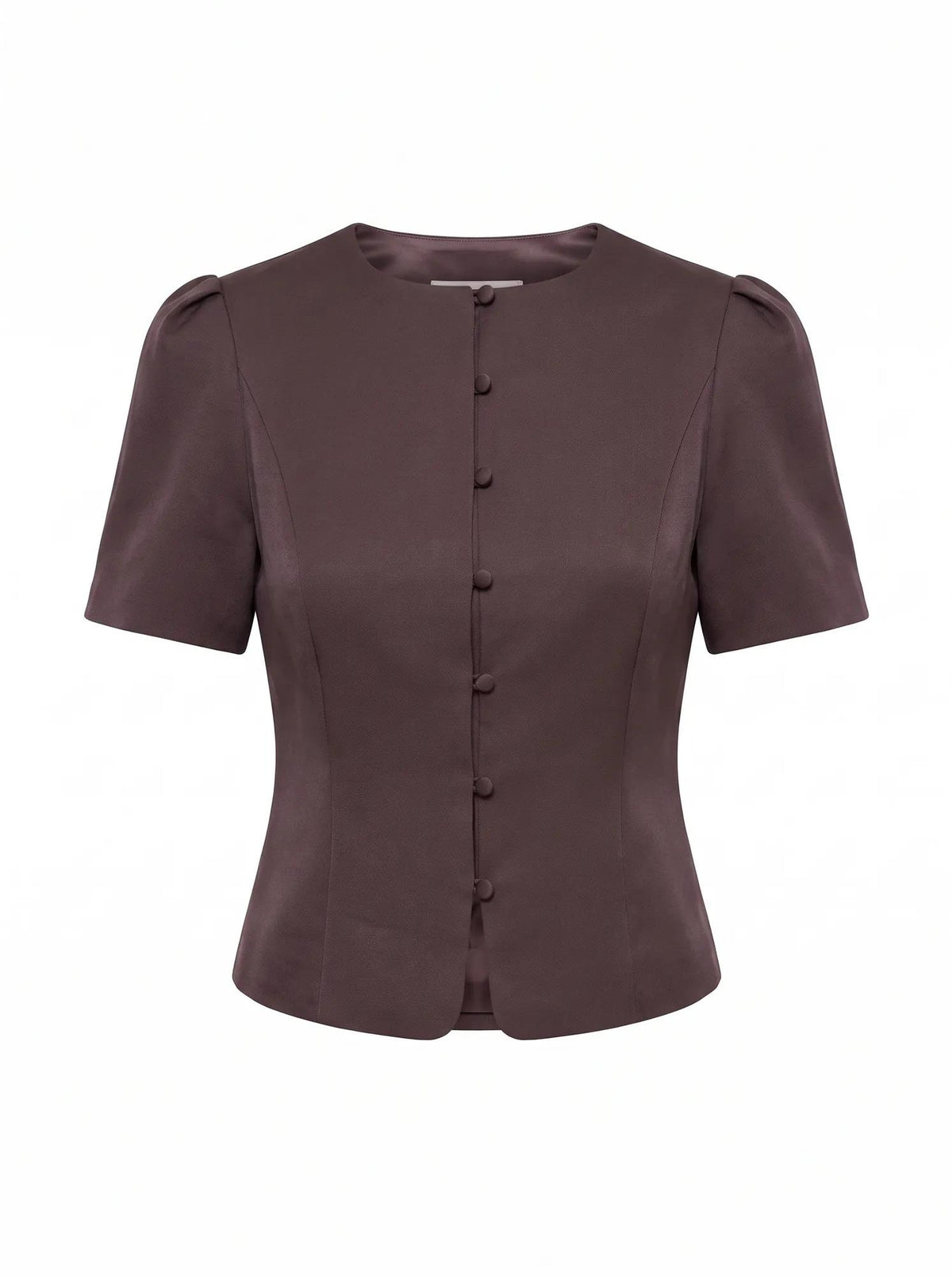 Tarni Structured Satin Blouse Plum Brown Co-ord_mannequin