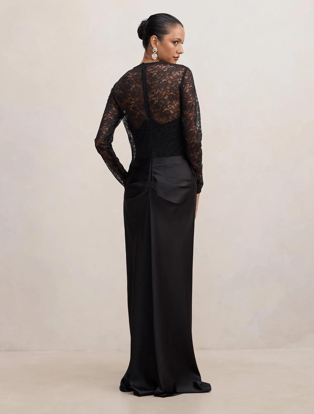 Jayde Petite Lace Bodice Maxi Dress Black