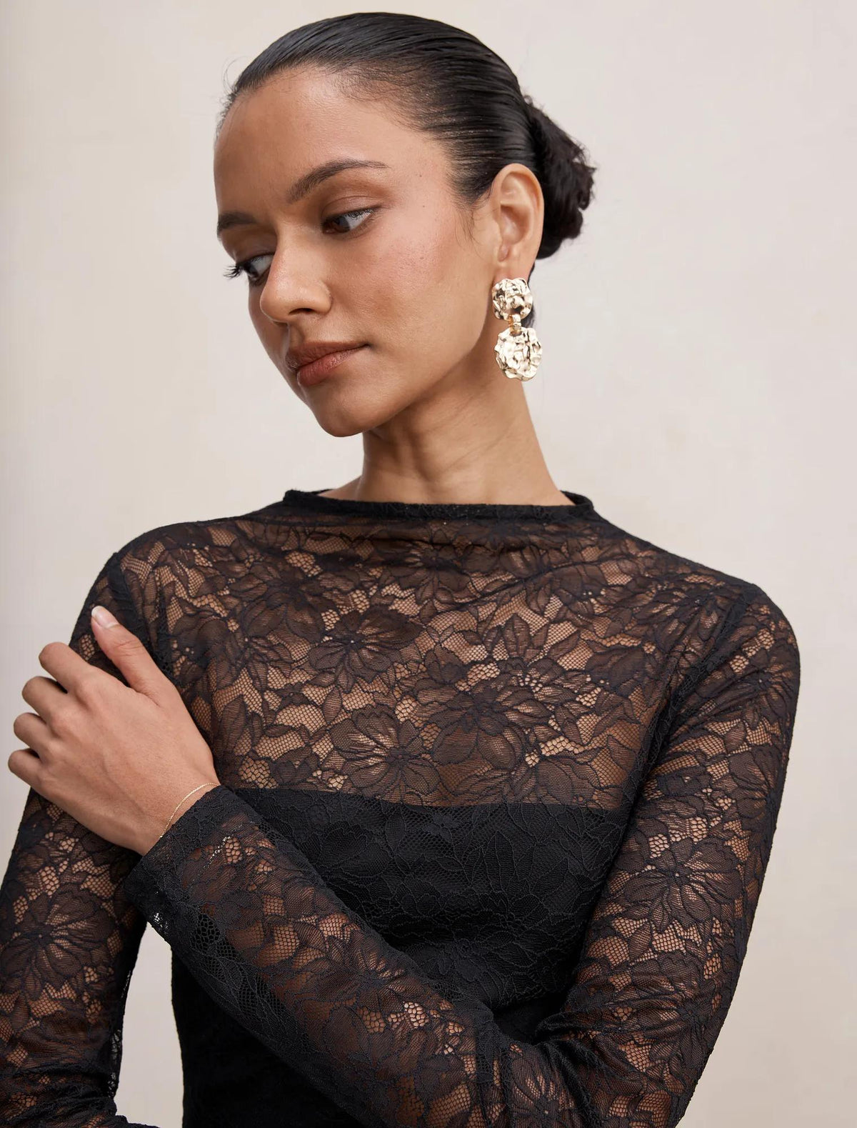 Jayde Petite Lace Bodice Maxi Dress Black