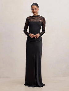 Jayde Petite Lace Bodice Maxi Dress Black