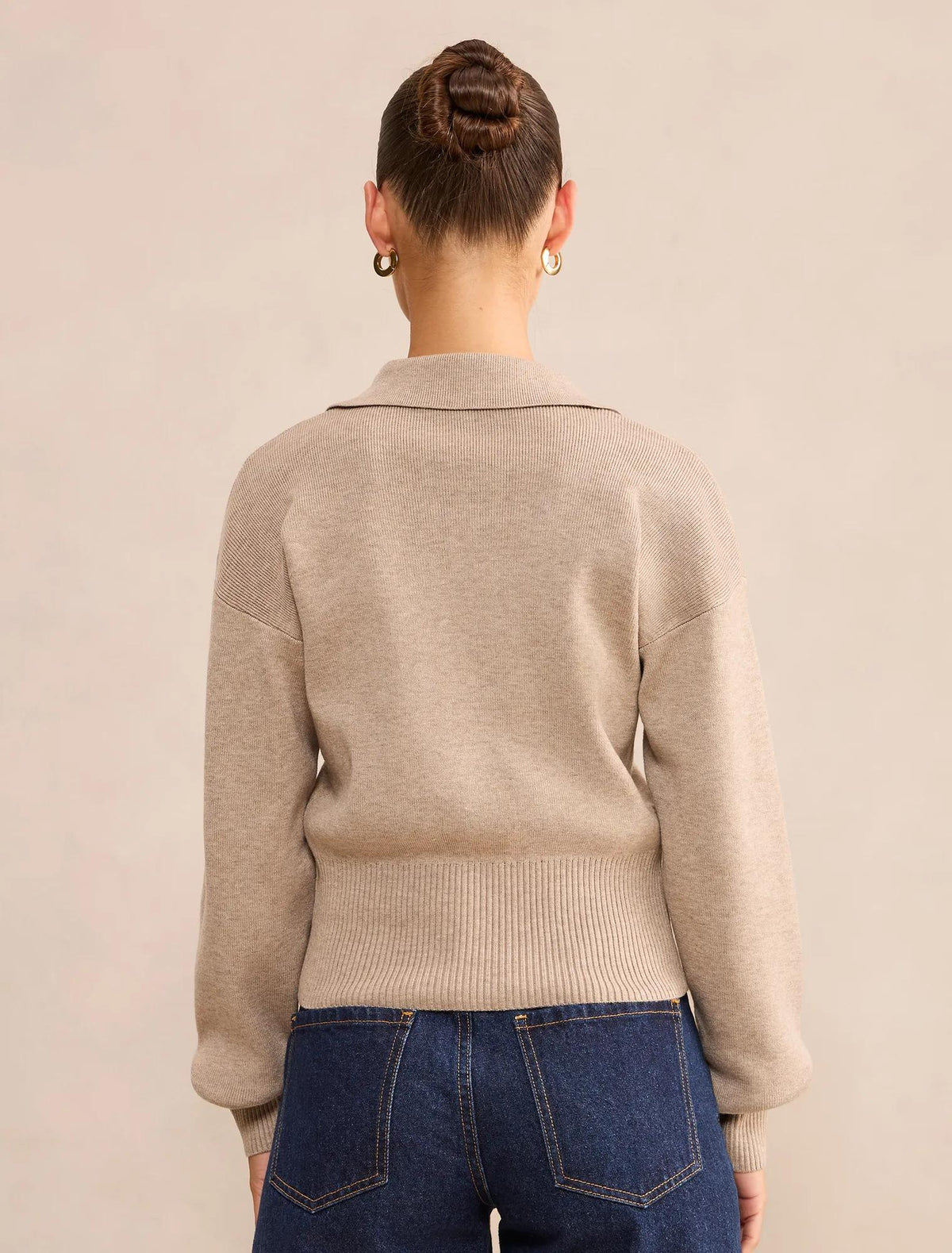 Maddie Petite Cinched Waist Knit Polo Neutral