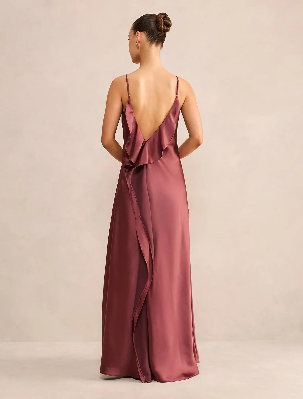 Allora Petite Ruffle Back Satin Maxi Sugar Plum
