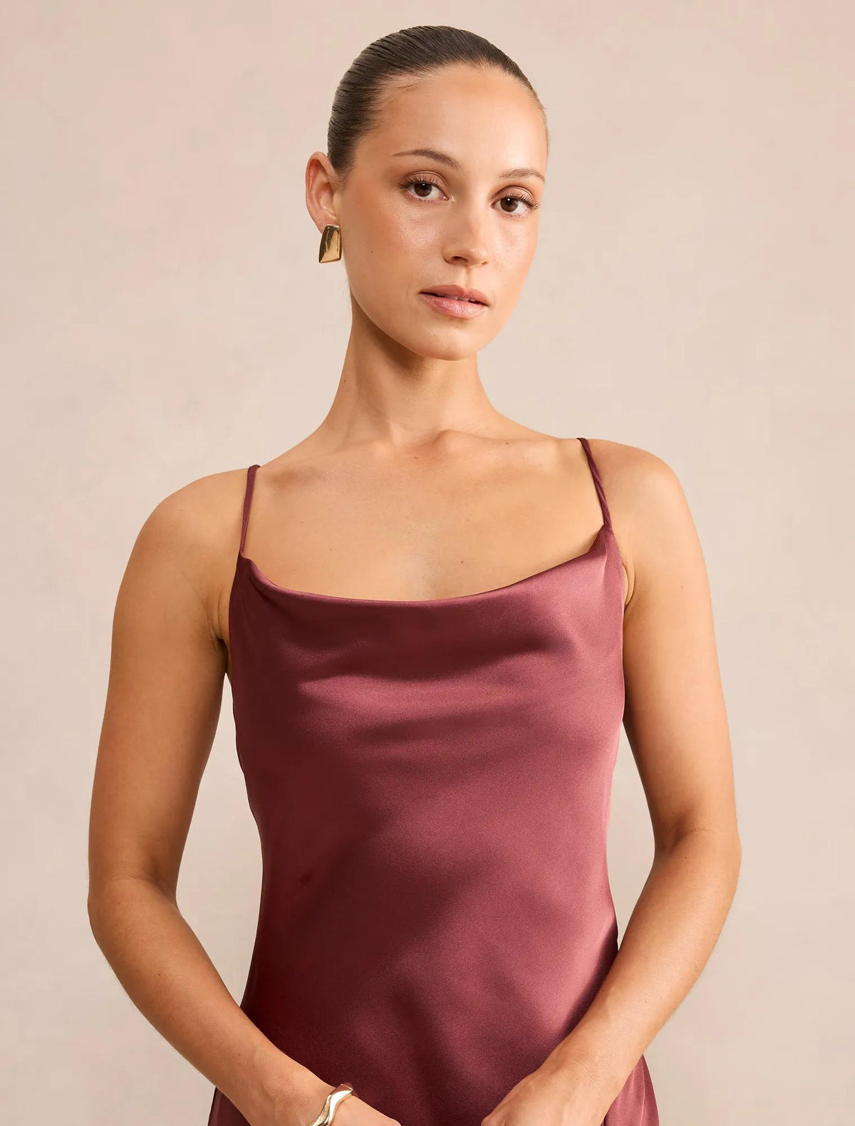 Allora Petite Ruffle Back Satin Maxi Sugar Plum