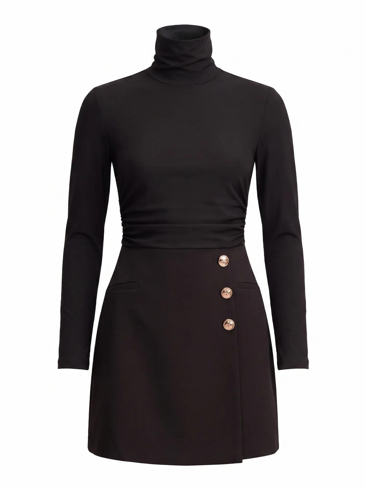 Bronwyn 2-in-1 Wrap Mini Dress Black_mannequin