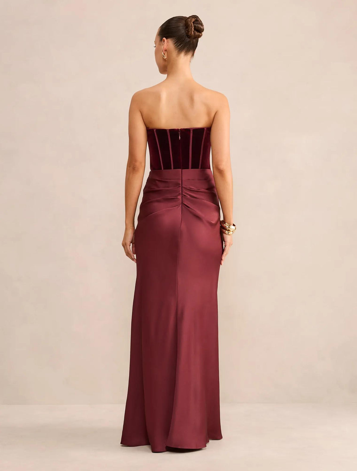 Isra Petite Velvet Corset Maxi Berry