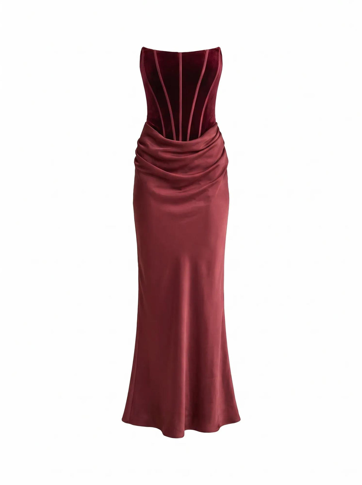 Isra Petite Velvet Corset Maxi Berry_mannequin
