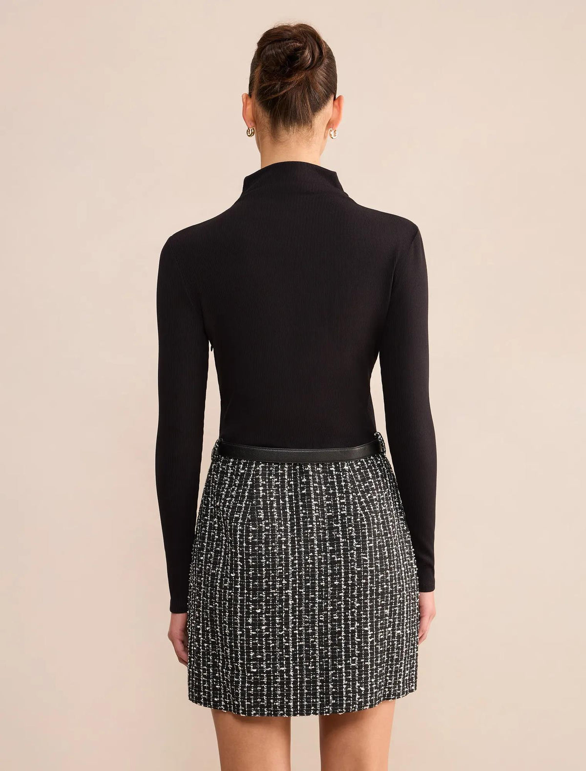 Valentina 2 in 1 Boucle Mini Dress Black