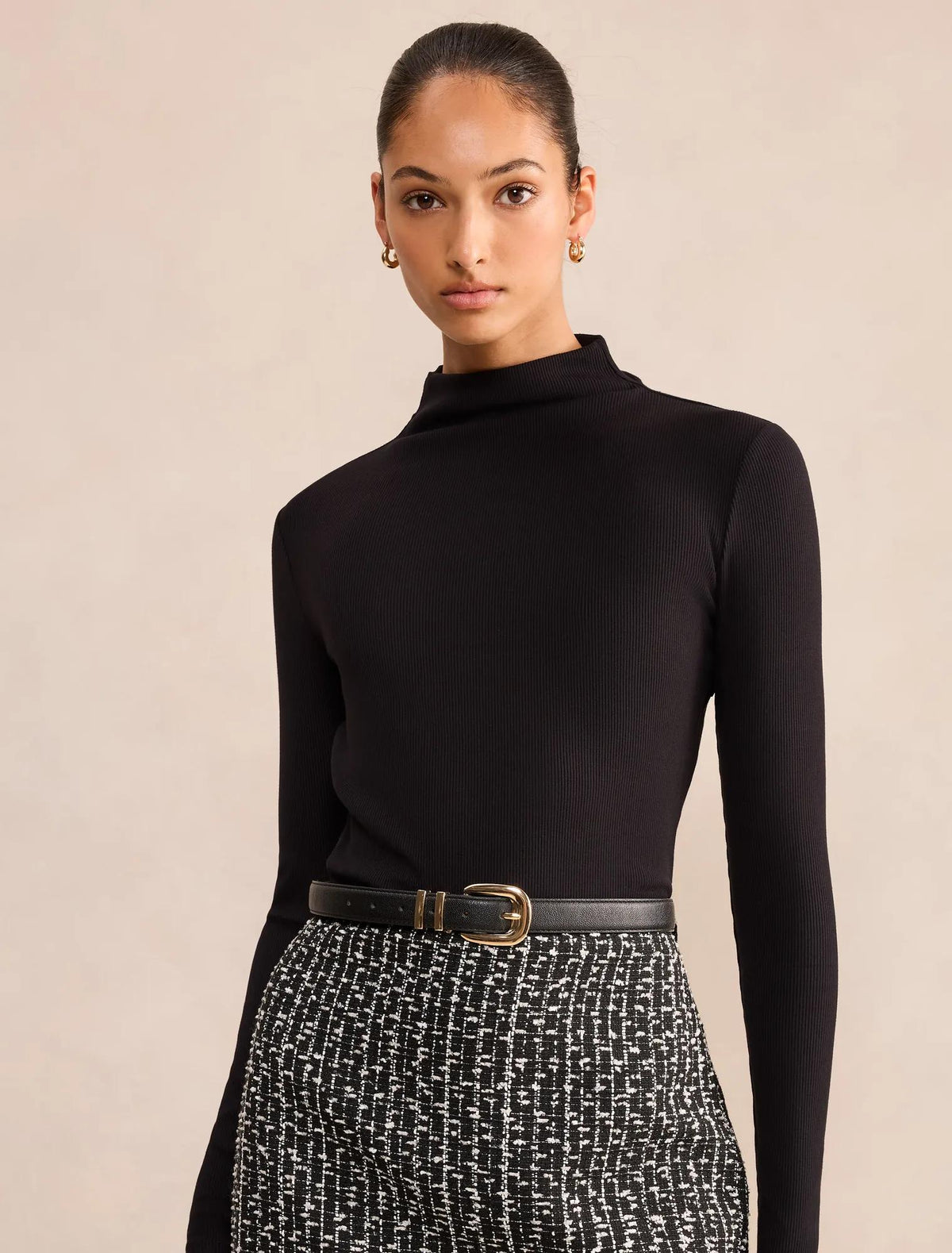 Valentina 2 in 1 Boucle Mini Dress Black
