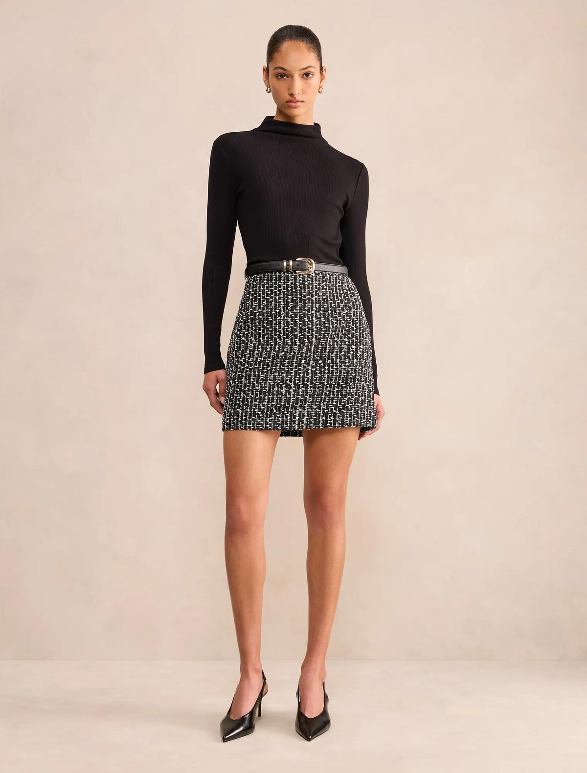 Valentina 2 in 1 Boucle Mini Dress Black