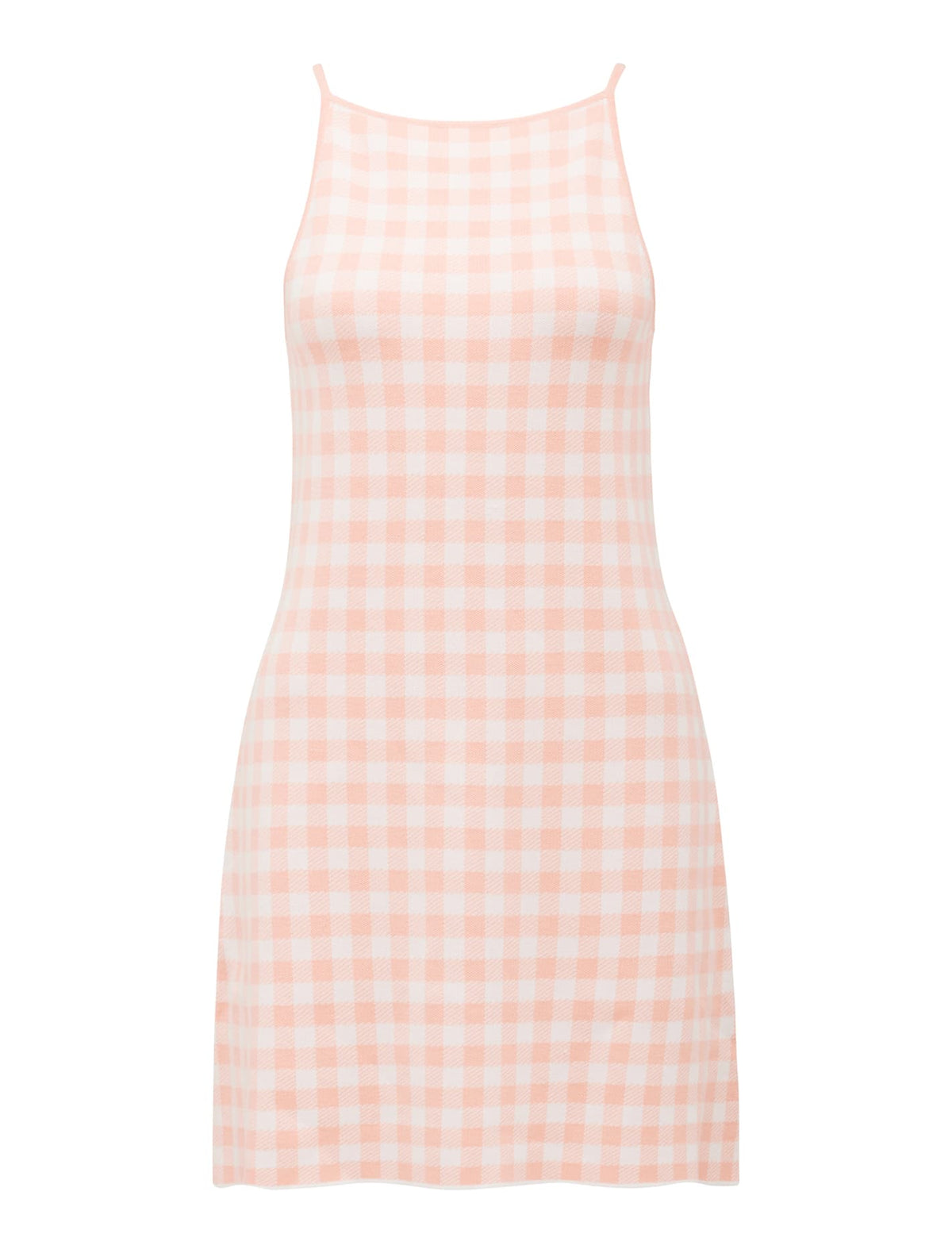 Elena A-line Mini Knit Dress Flushed Pink Check_mannequin