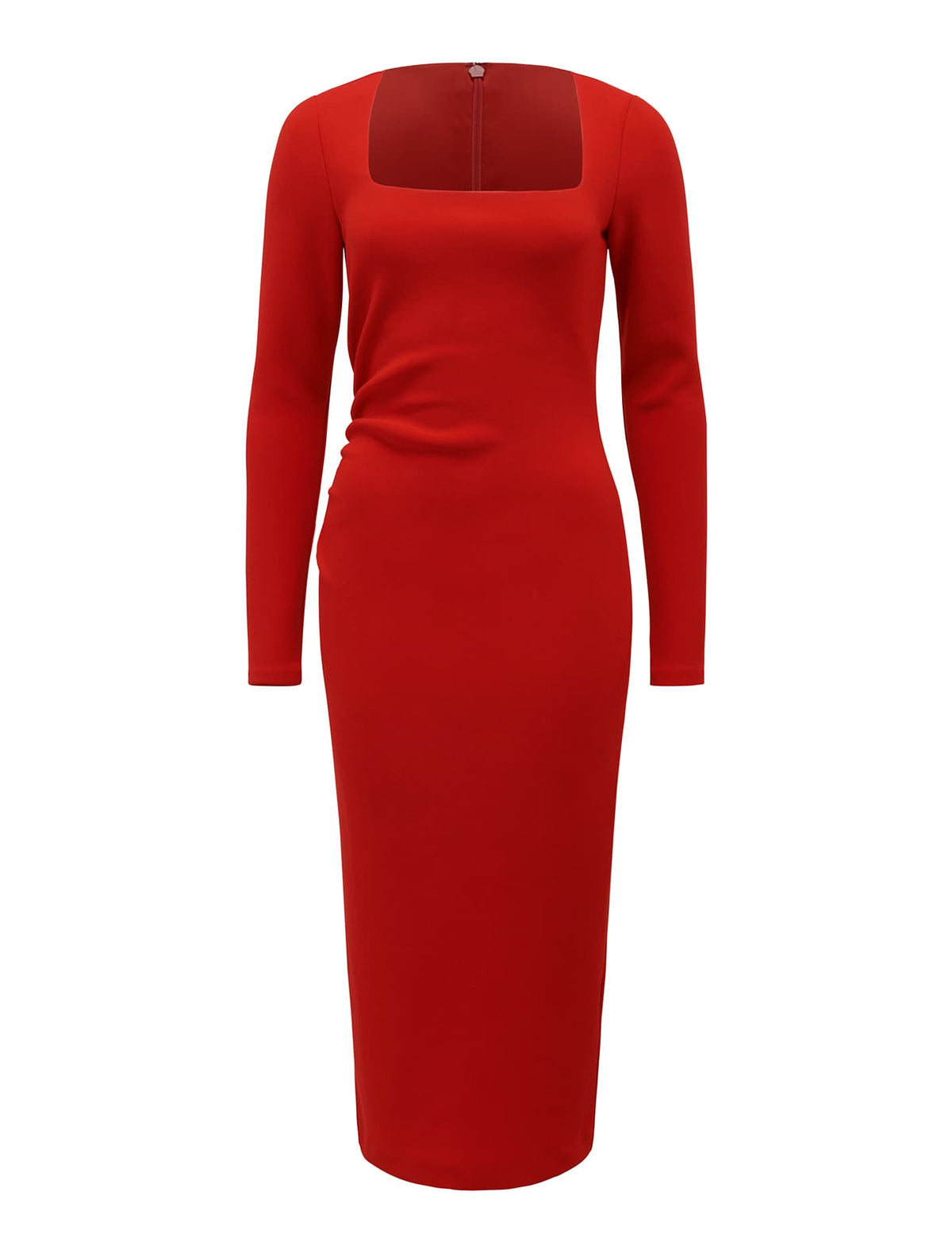Clio Long Sleeve Midi Dress Rose Red_mannequin
