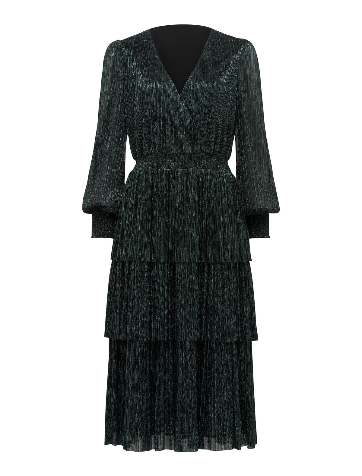 Winifred Plisse Midi Dress Dark Green_mannequin