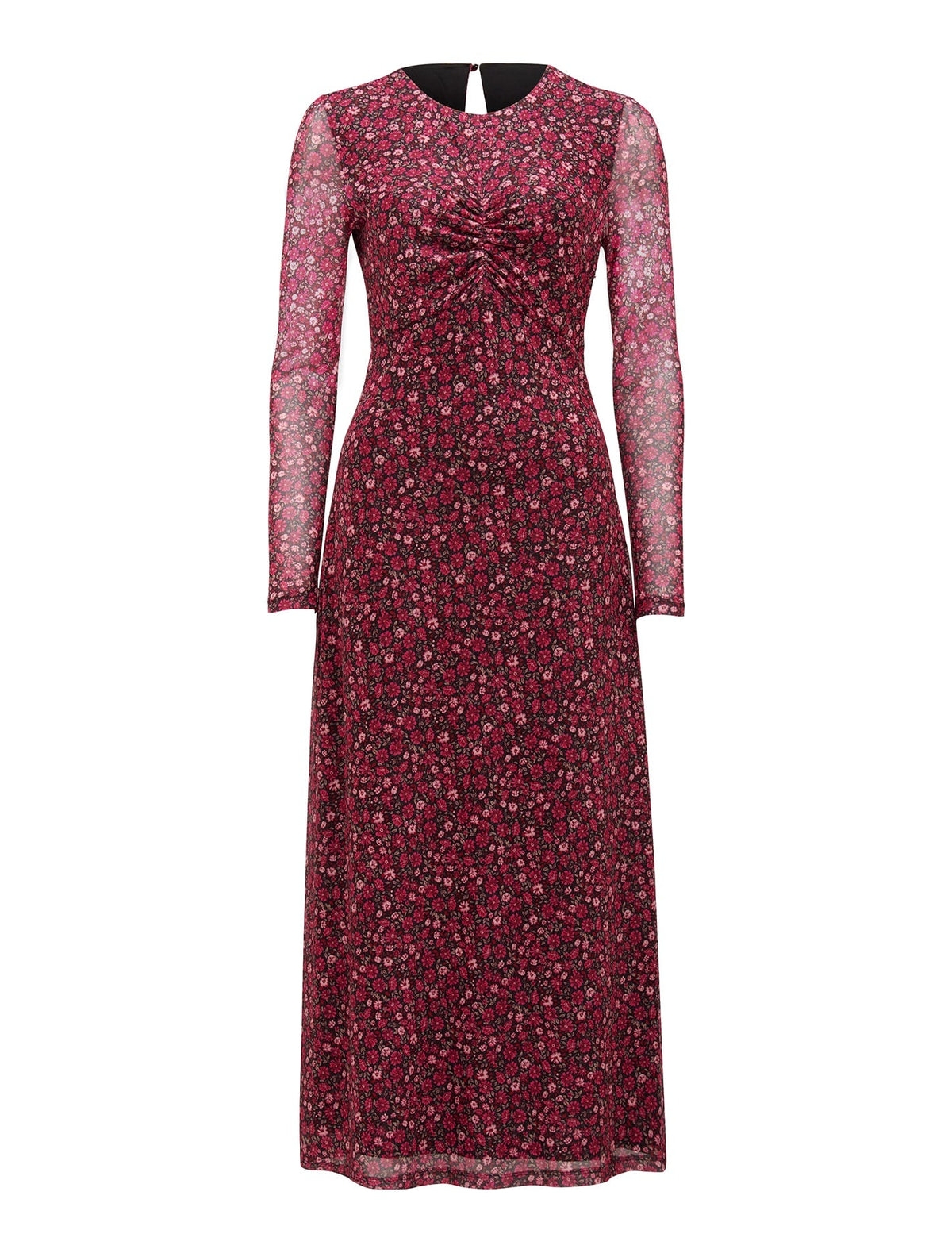 Darcy Ruched Mesh Midi Dress Rouge Addison Ditsy_mannequin