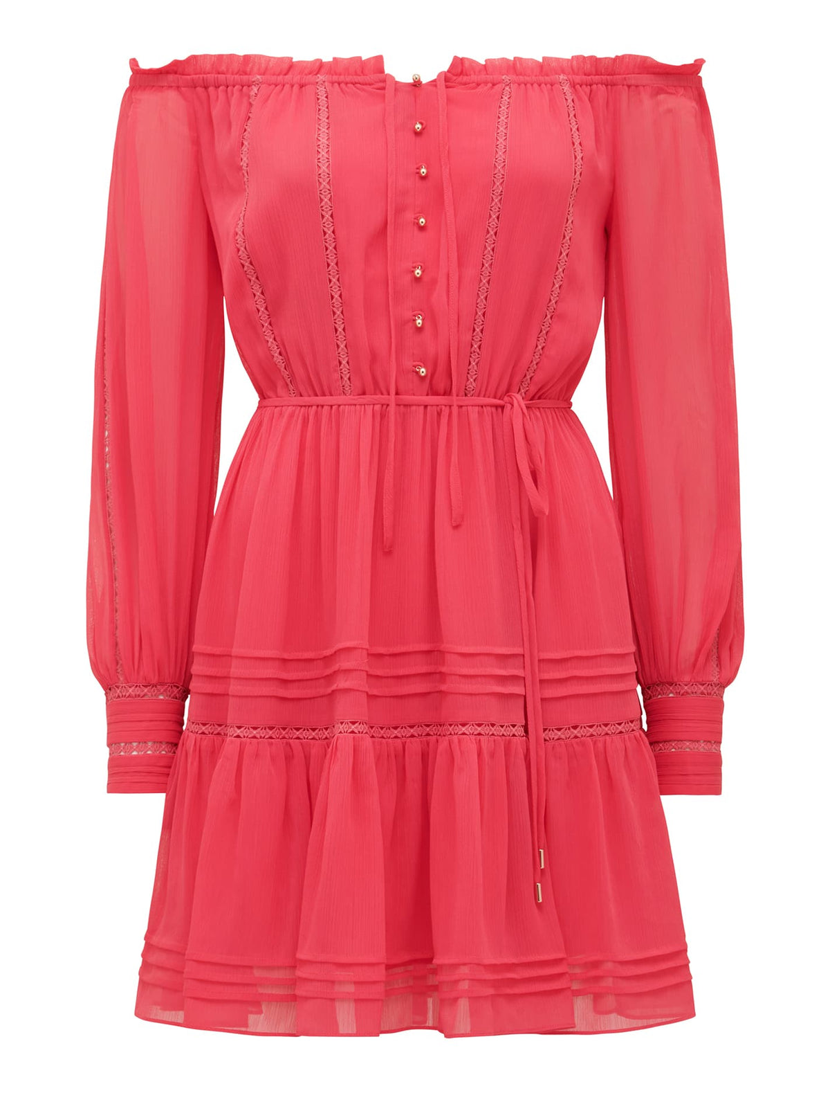 Gisele Off-Shoulder Mini Dress Cherry Pink_mannequin