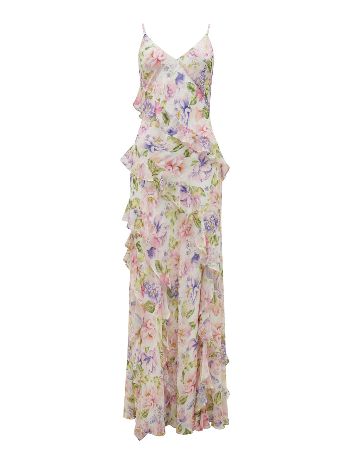 Poppy Ruffle Gown Lilac Colvin Floral_mannequin