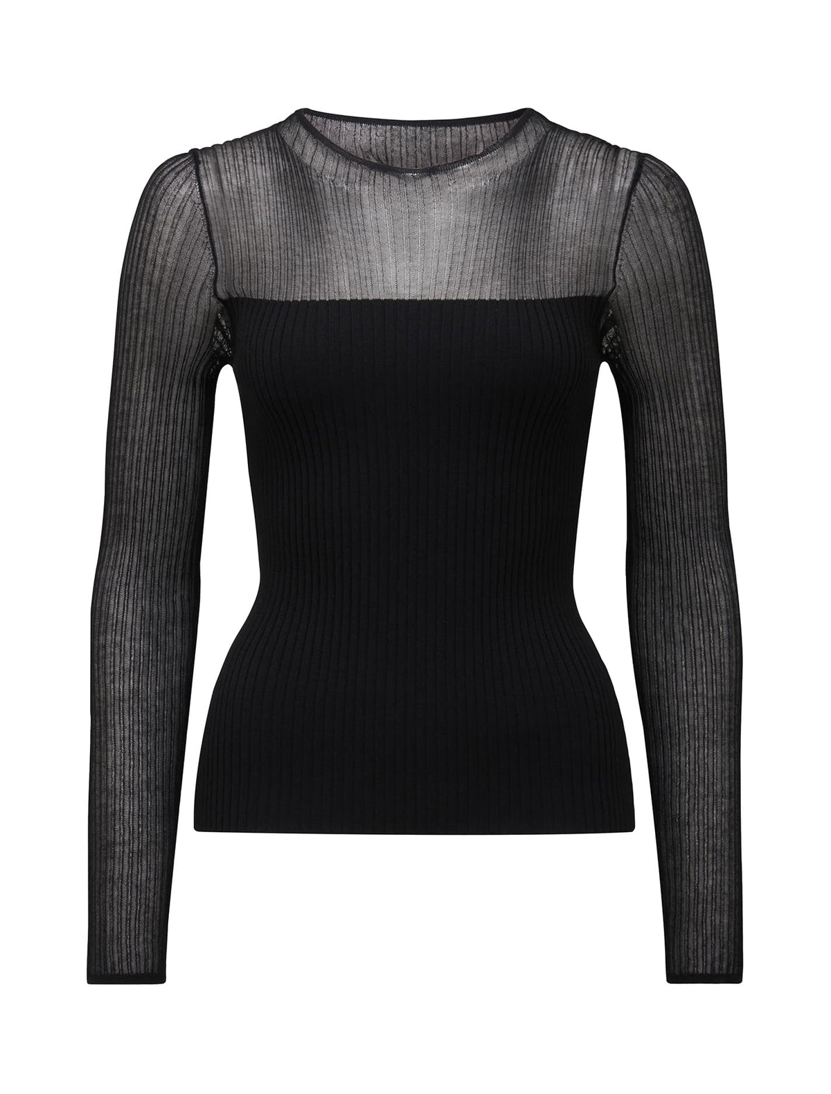 Brooke Sheer Mix-Knit Top Black_mannequin