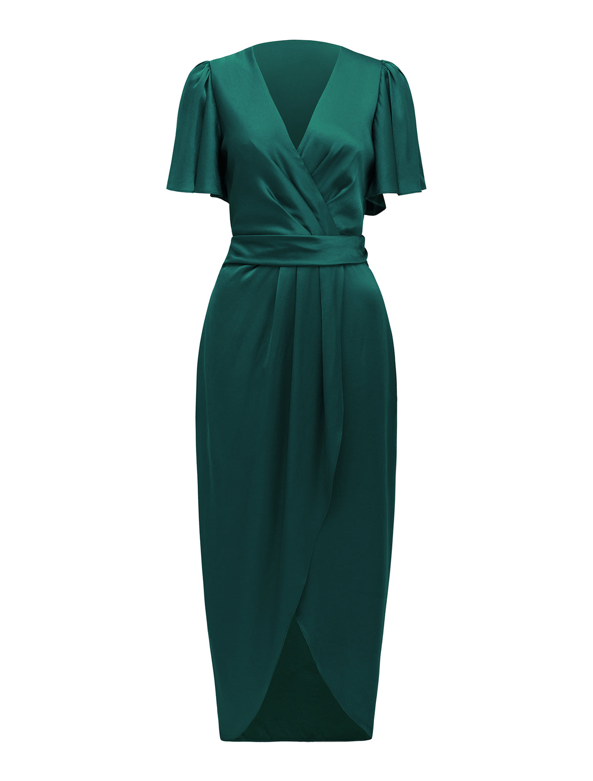 Estelle Flutter Sleeve Midi Dress Classic Teal_mannequin