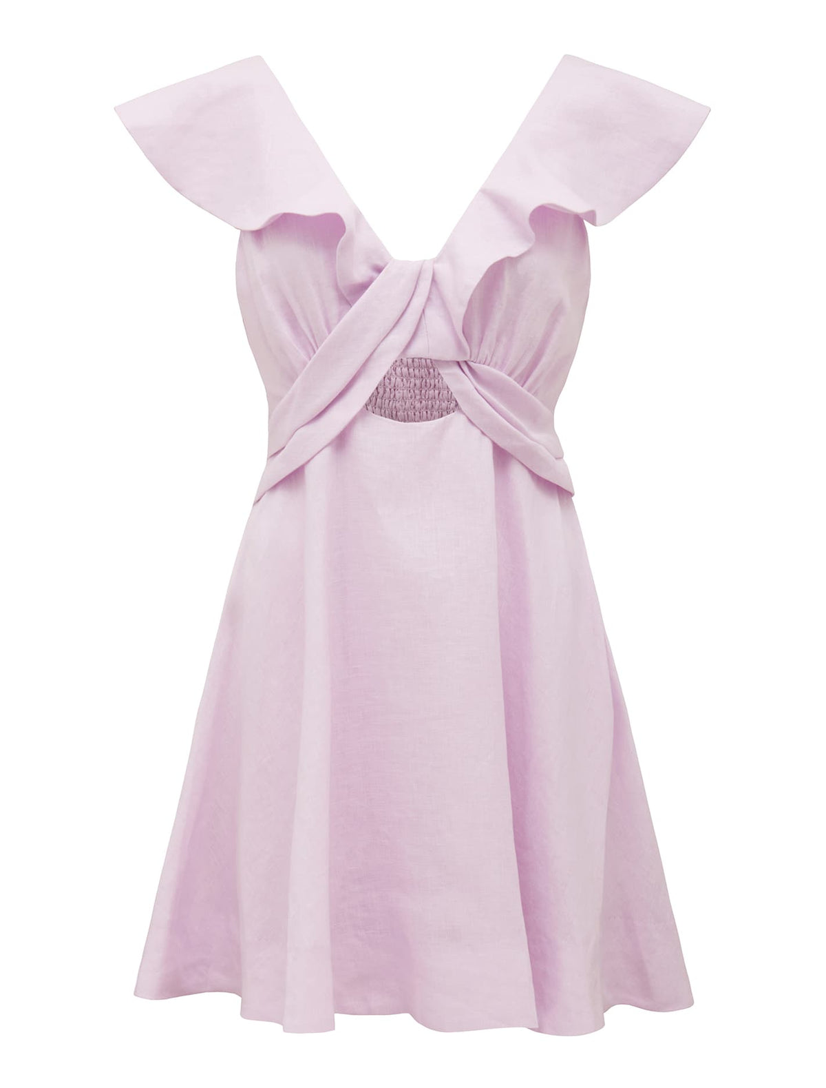 Maddie Twist-Front Mini Dress Lilac_mannequin