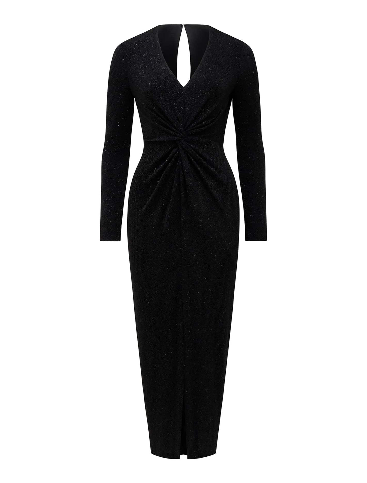 Clarissa Petite Glitter Midi Dress Black Glitter_mannequin