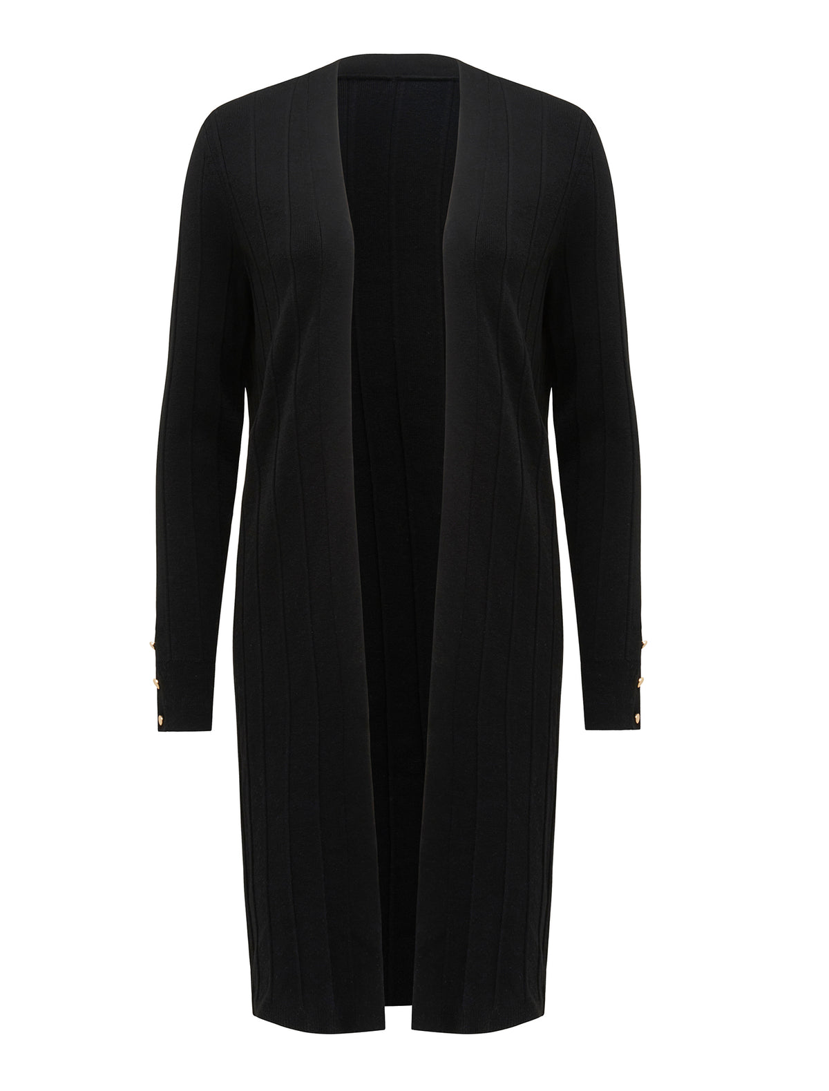 Daphne Long Ribbed Cardigan Black_mannequin
